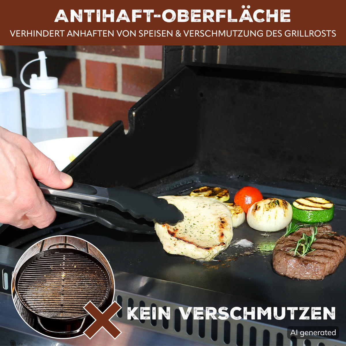 GRILLMATTEN-SET, schwarz - Schwarz, Kunststoff (50/1/40cm) - bremermann