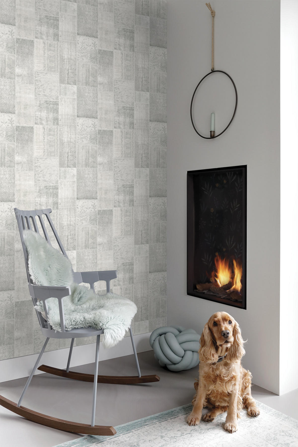 TAPETE Kelim-Patchwork 53 cm x 10.05 m - Grau, Papier (53/1000cm) - ESTAhome