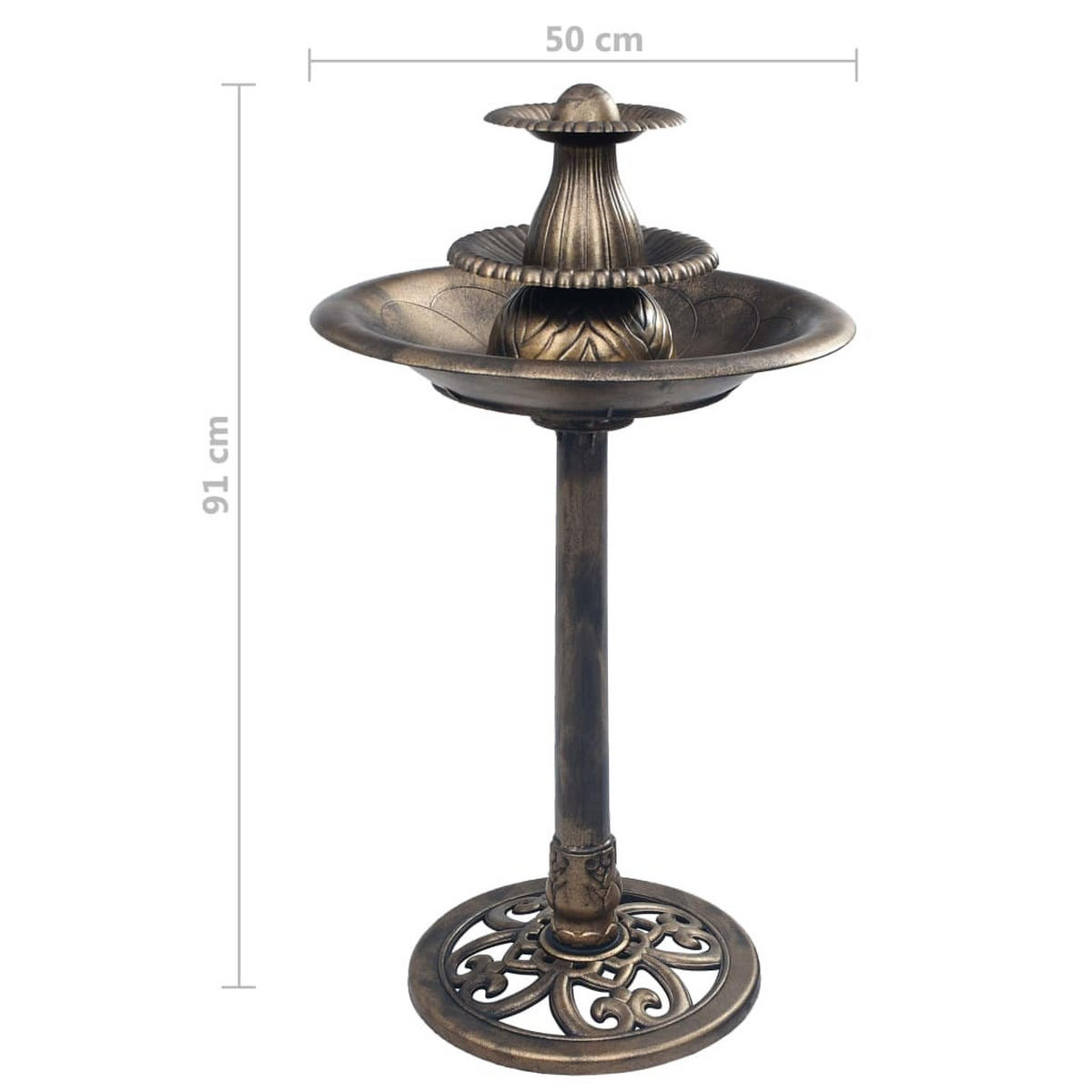 VOGELBAD Mit Springbrunnen Bronzen 50/91 Cm Kunststoff - Bronzefarben, Kunststoff (50/91/50cm) - vidaXL