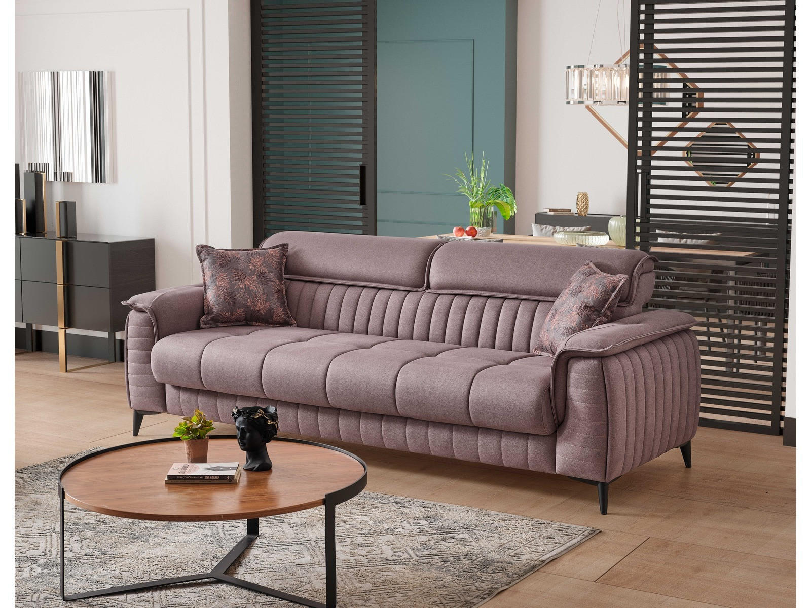 SITZGARNITUR Regina, Braun Stellvariante 3+1+1 - Braun, Holzwerkstoff/Kunststoff (243/85/95cm)