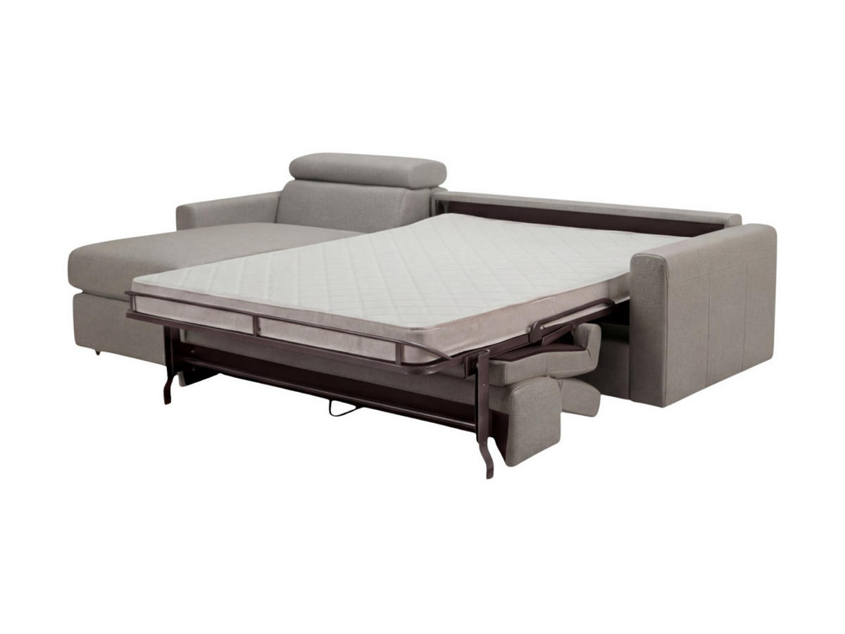 ECKSOFA Morris Echtleder mit Bettfunktion Perlgrau - Hellgrau, Leder/Metall (170/223cm)