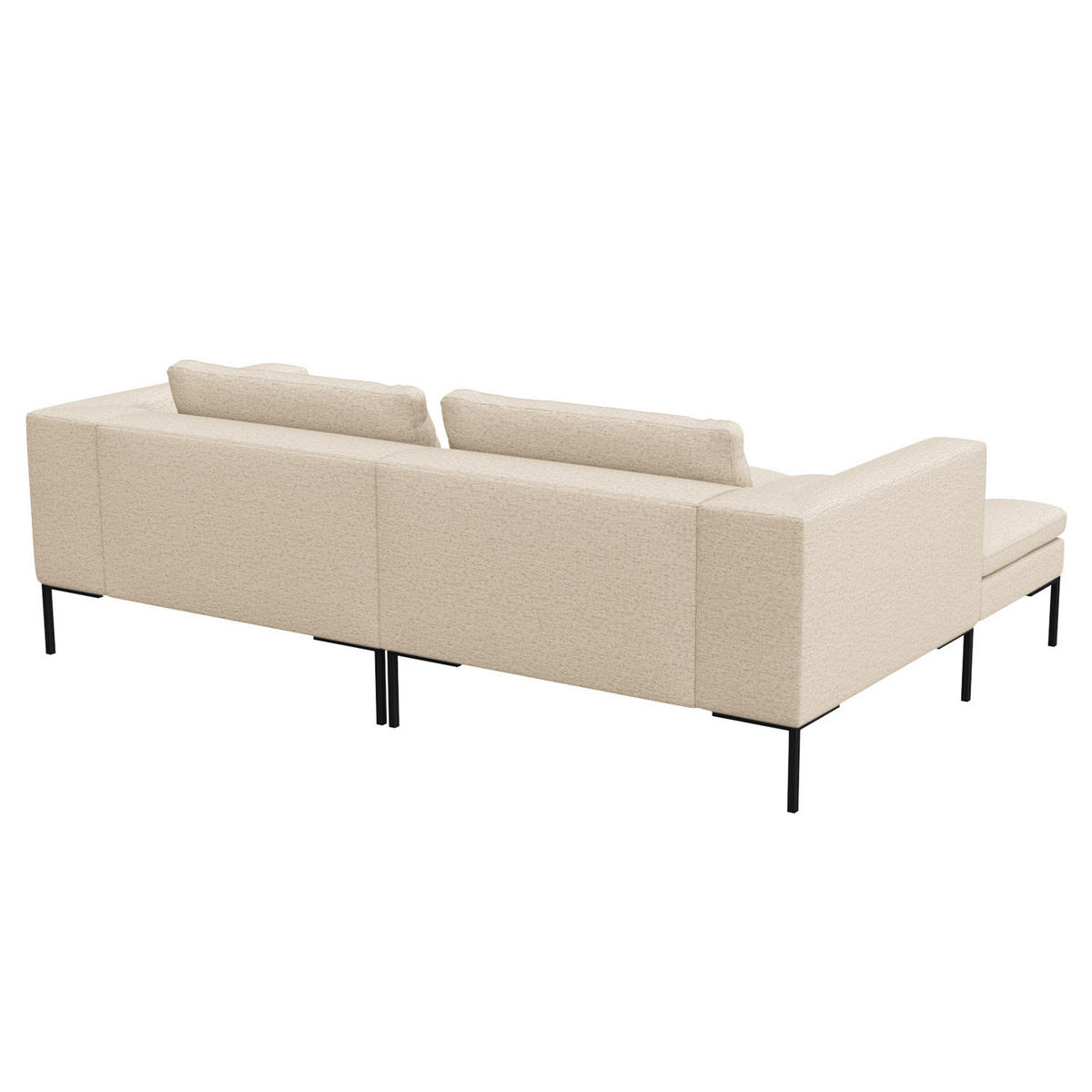 ECKSOFA mit breitem Ottomane - Webstoff - Beige/Schwarz, Textil/Metall (244/170cm) - home24
