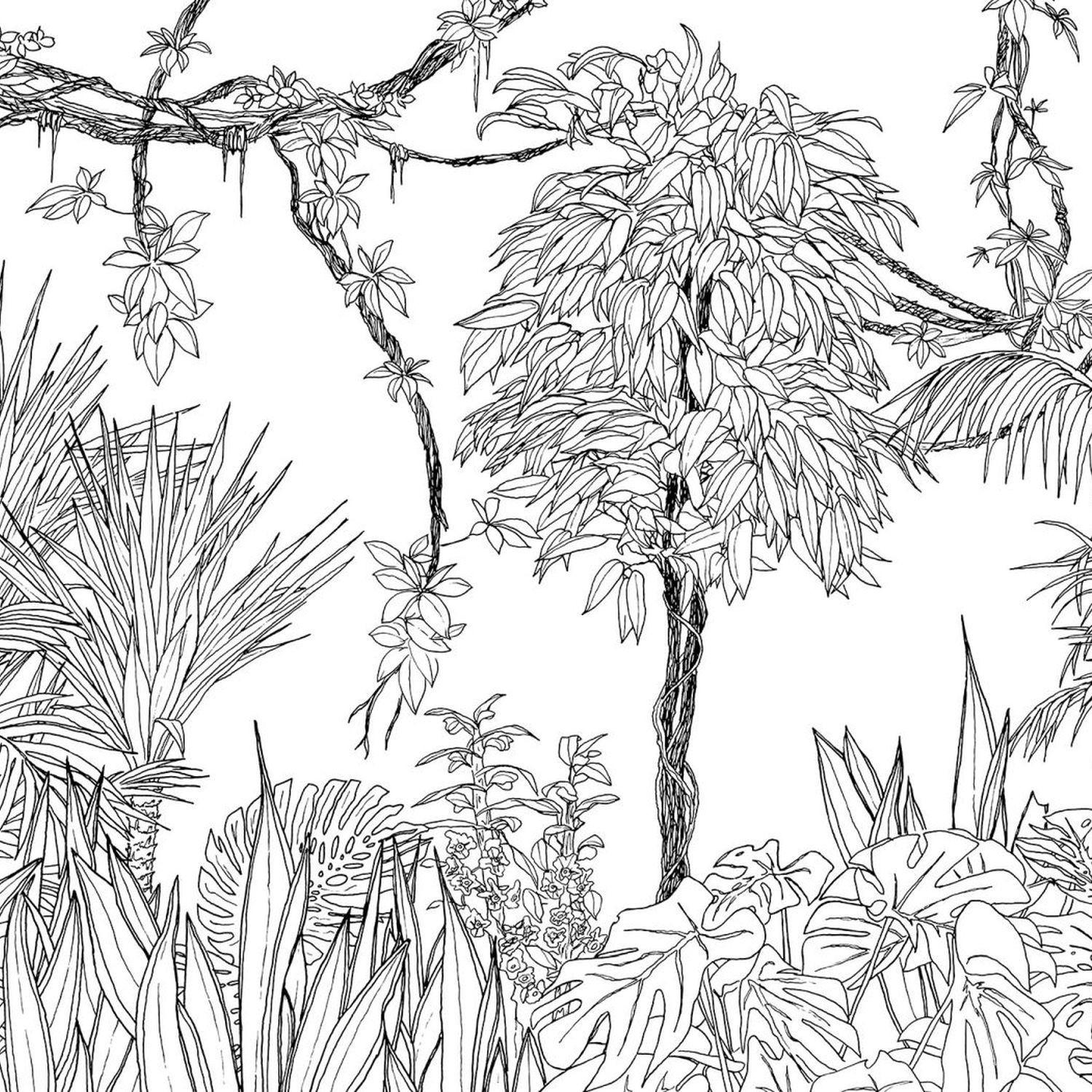 FOTOTAPETE Dschungelmuster 400 x 280 cm - Schwarz, Papier (400/280cm) - Sanders & Sanders