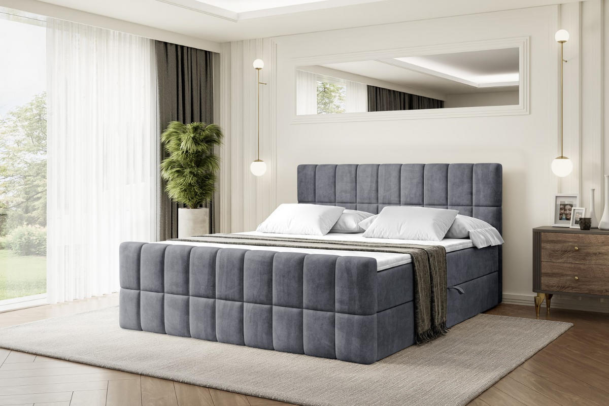 BOXBETT MIAMI-Z - 120x200 cm - H3 - Dunkelgrau - Dunkelgrau, Holzwerkstoff (120/200cm) - ALTDECOR