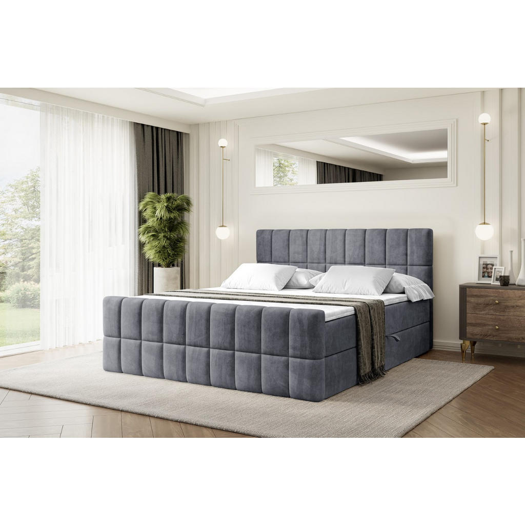Thumbnail - Altdecor Boxbett, Dunkelgrau, Holzwerkstoff, Höhe ca. 20 cm, 160x200 cm, Schlafzimmer, Betten, Boxspringbetten