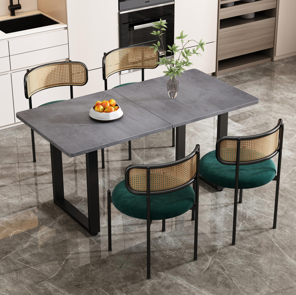 ESSTISCH aus Spanplatte und Metall 140x70x75 cm Schwarz/Grau im Industriestil mit großzügiger Tischplatte - Schwarz, Holzwerkstoff (140/70/75cm) - Modfu