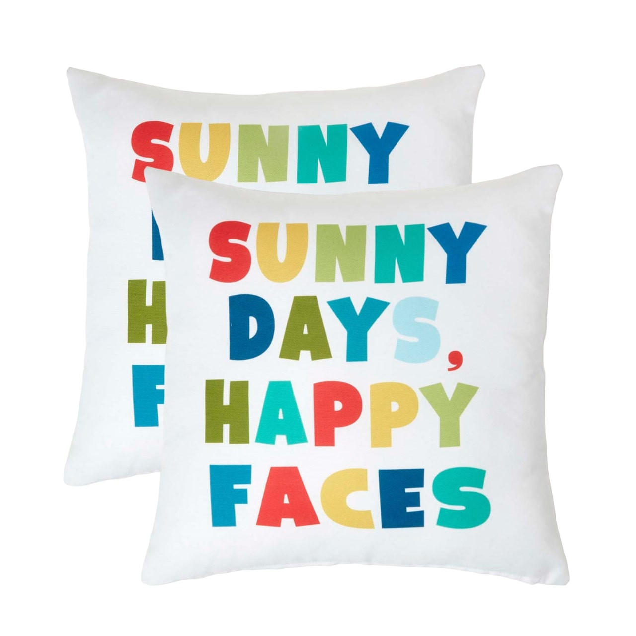 OUTDOOR-KISSEN 2er-Set 45/45 cm – Sunny Days, Happy Faces - Multicolor, Textil (45/45cm) - Homescapes