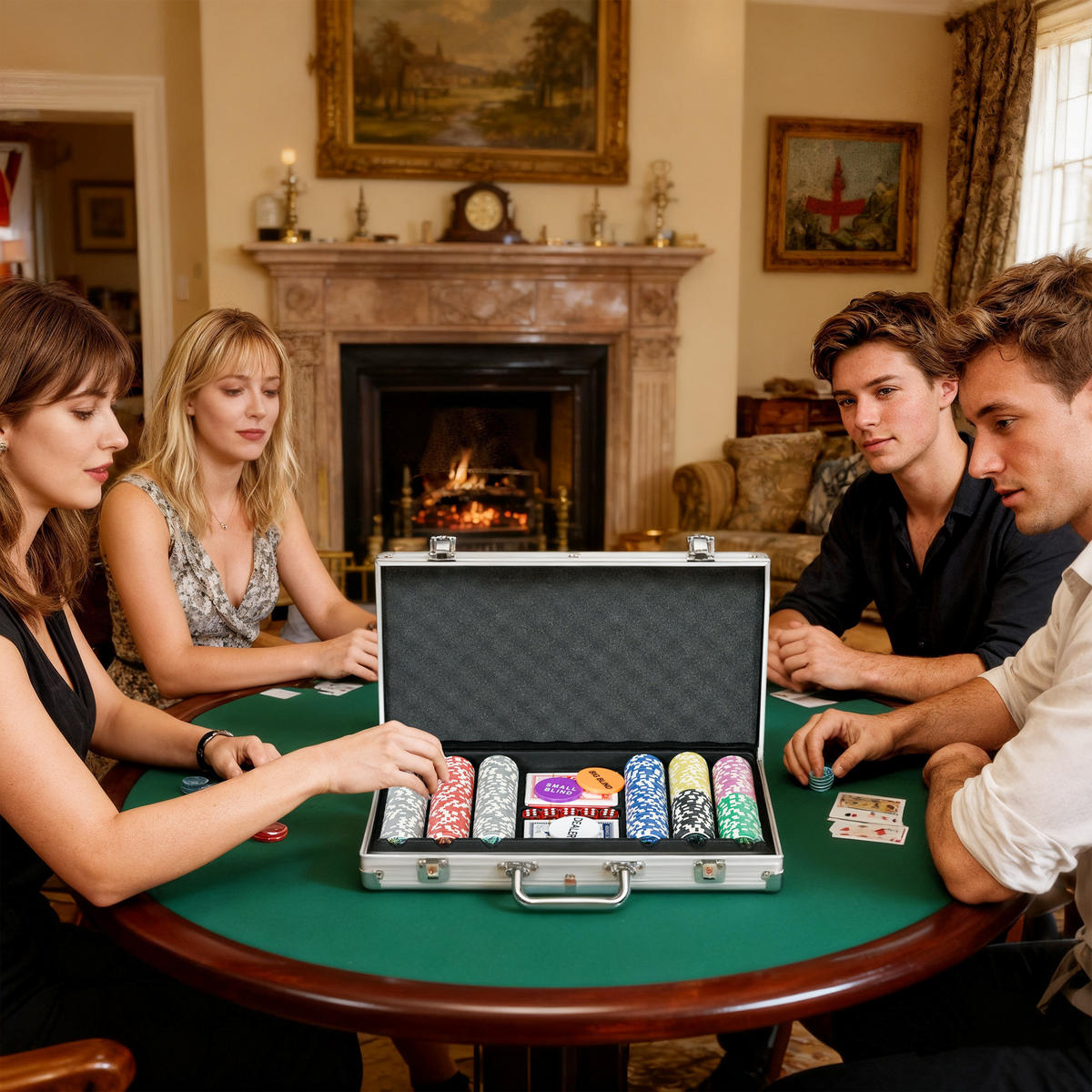 POKERKASETTE DE-18661 300 Jetons, abschließbar mit Filztisch - Silberfarben, Metall (23/38.5cm) - ComfortXL