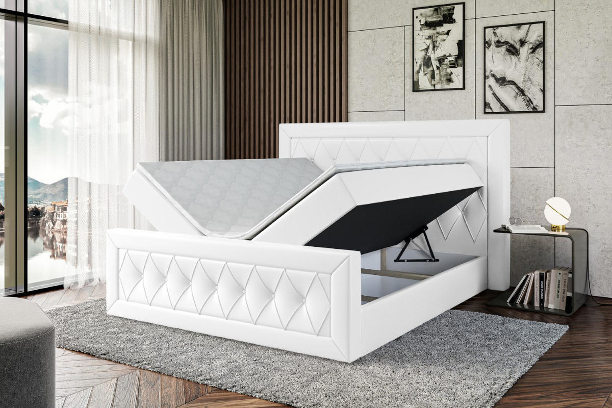 BOXBETT NOEL-Z - 120 x 200 - H3 - Weiß Hochglanz - Weiß Hochglanz, Holzwerkstoff (120/200cm) - ALTDECOR