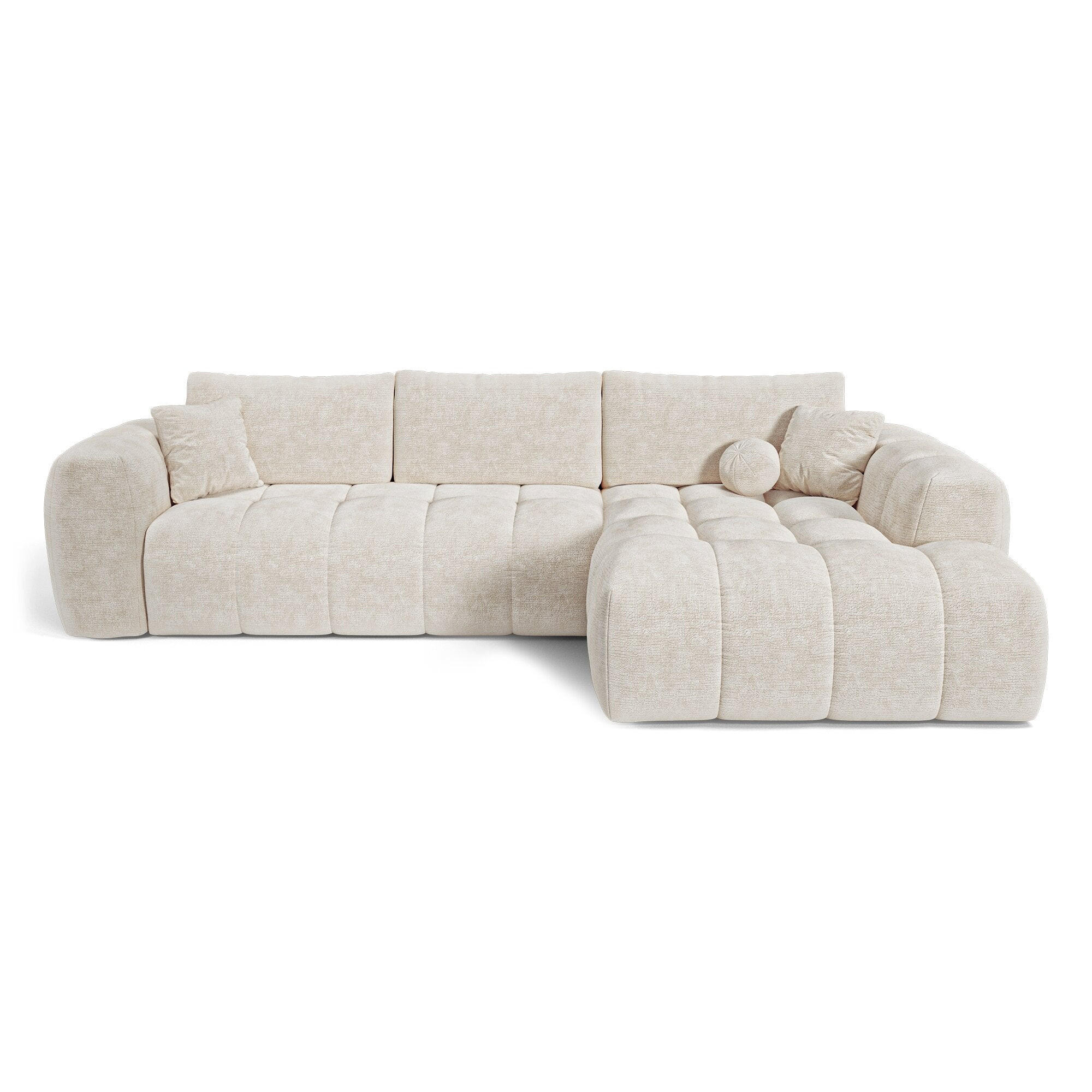 ECKSOFA rechtwinklig SKY Geprägter Samt Creme 310cm - Creme, Textil (310/180cm) - Premium Interiors