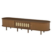 LOWBOARD DE-40410 Klapptür mit Rattan-Design und Rolltüren Walnuss - Walnussfarben, Holzwerkstoff (180/40/40cm) - ComfortXL