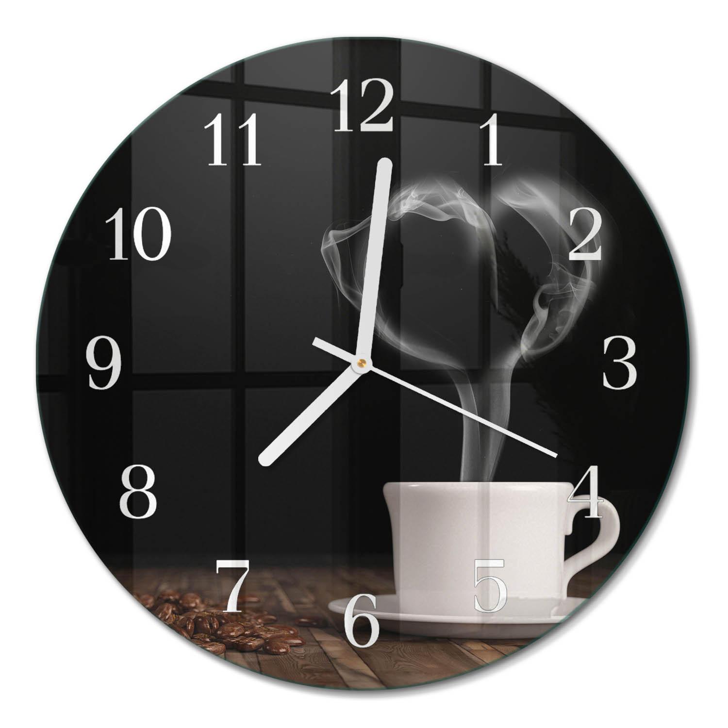 WANDUHR fi30 cm - Kaffee - Braun, Glas (30/30/0.4cm) - TULUP