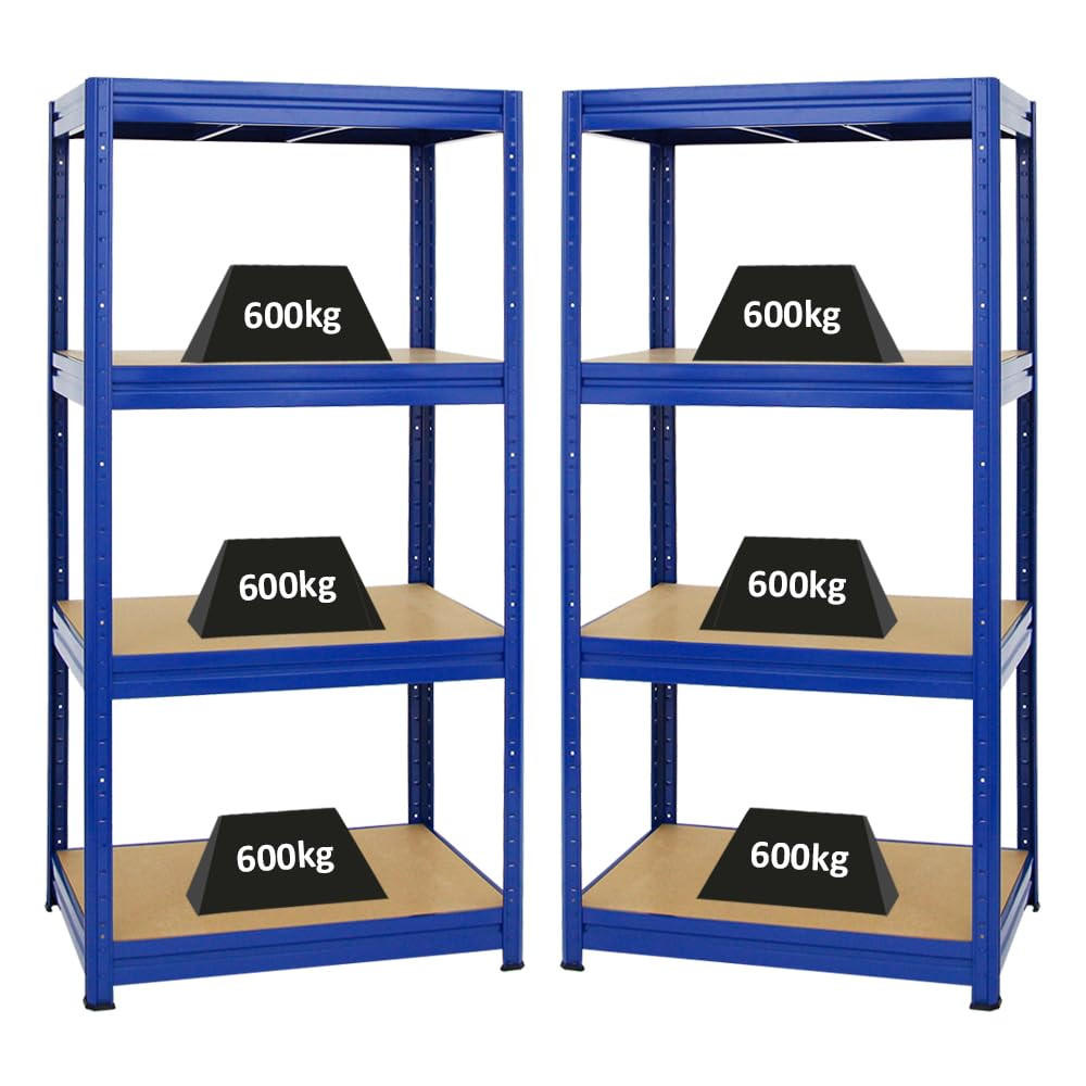 SCHWERLASTREGAL Dino 2er-Set mit 2x 180x90x60 cm Fachlast 600 kg Blau - Blau, Metall (180/180/60cm) - PROREGAL