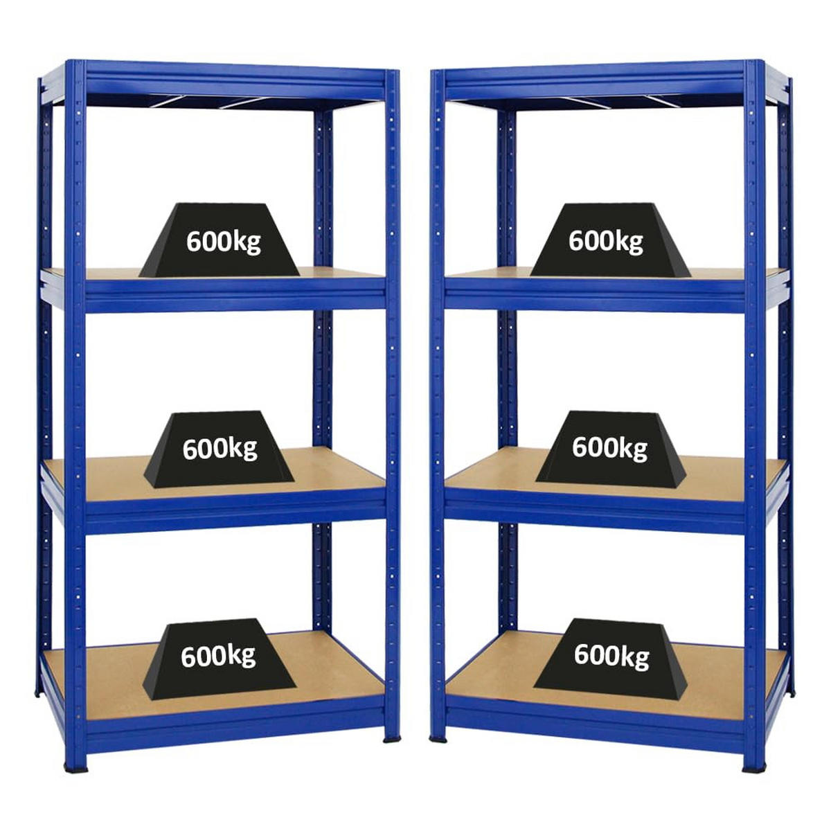 SCHWERLASTREGAL Dino 2er-Set mit 2x 180x90x60 cm Fachlast 600 kg Blau - Blau, Metall (180/180/60cm) - PROREGAL