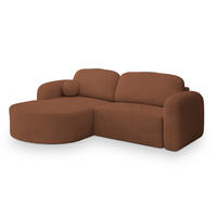 ECKSOFA AMILIA L-S Kupferfarben Boucle-Stoff mit Schlaffunktion - Kupferfarben, Holz (263/174cm) - MASSENO