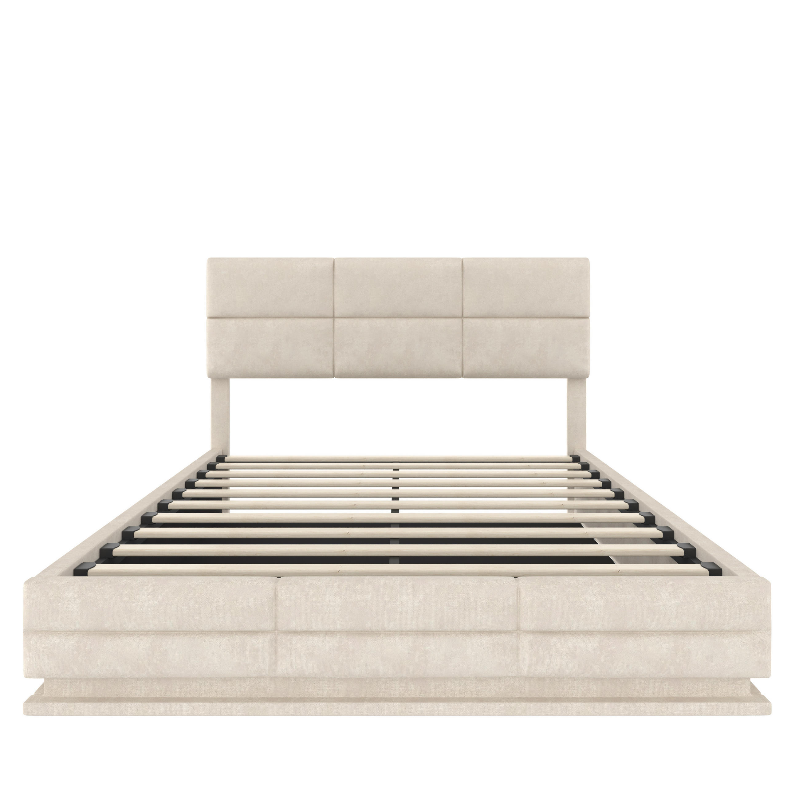 POLSTERBETT 160/200 cm in Beige mit Bettkasten, LED und USB Samt - Beige, Holzwerkstoff/Textil (160/200cm) - STILVORA