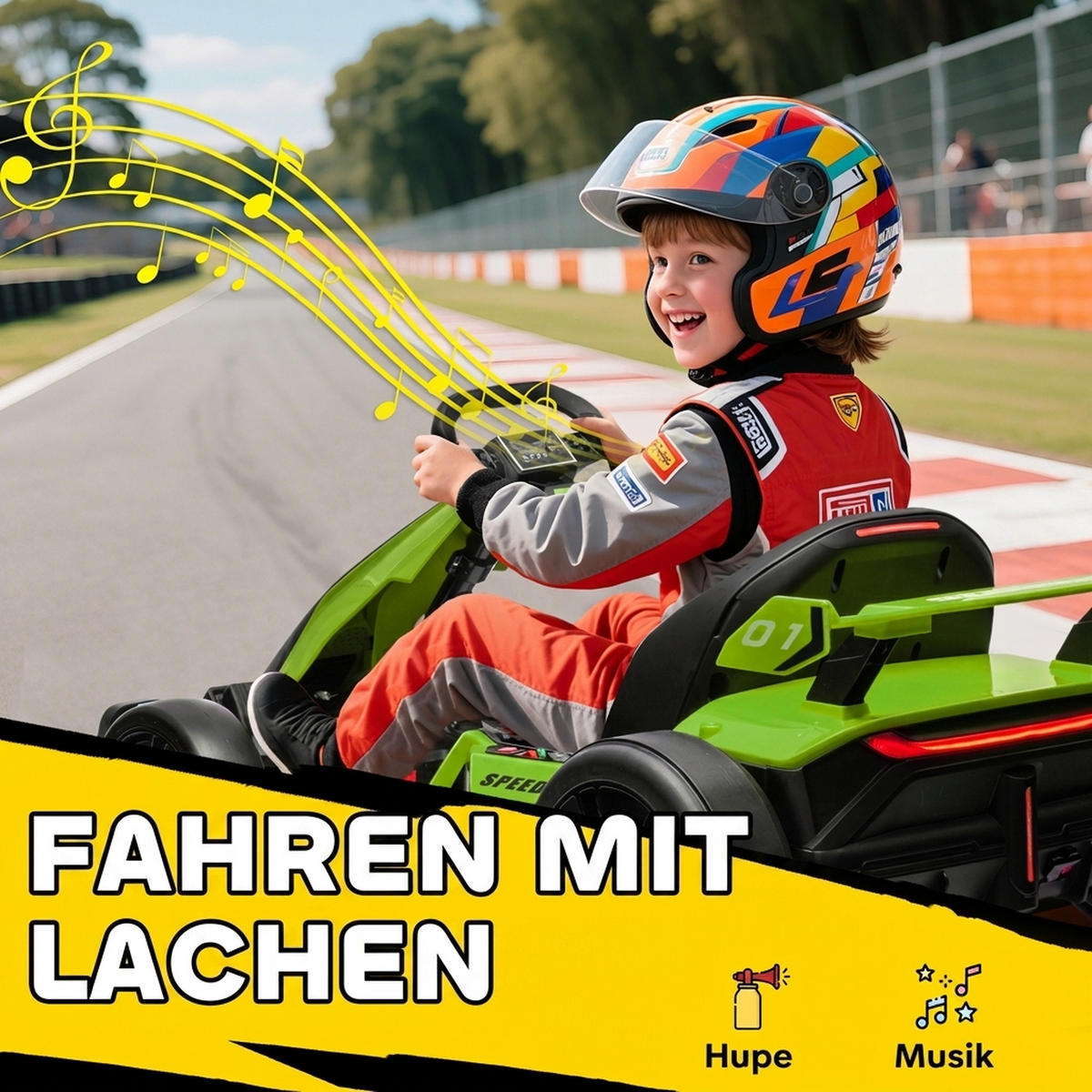 KINDER-DRIFT-KART Kunststoff Metall Grün - Grün, Kunststoff (120/76/53.5cm) - HOMCOM
