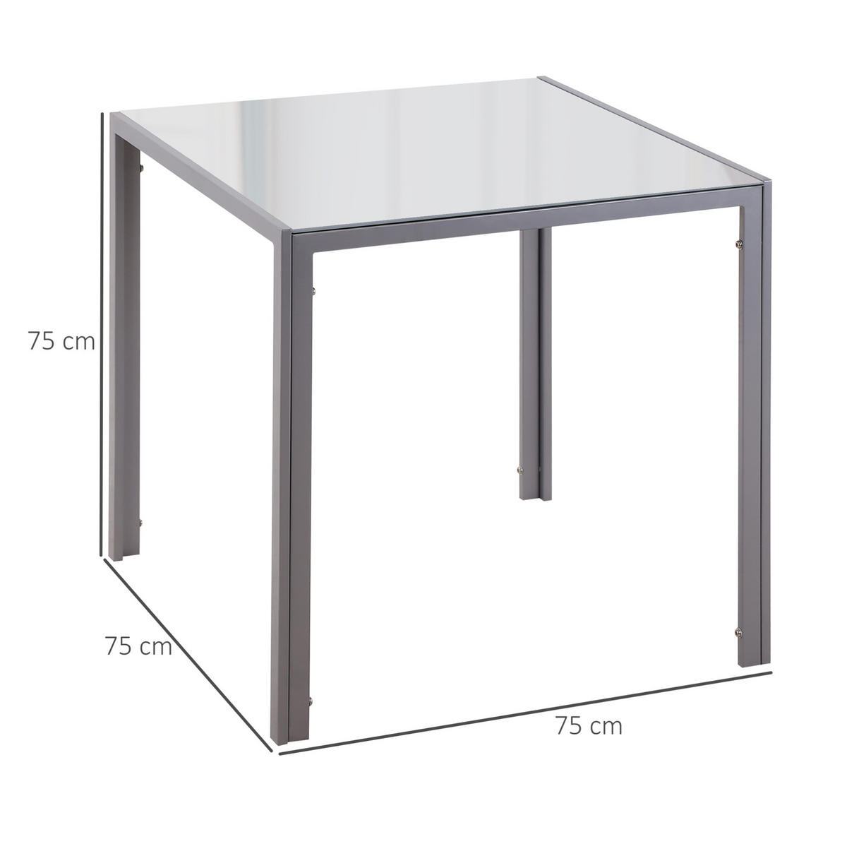 ESSTISCH für 4 Personen 75 x 75 cm Grau - Grau, Metall (75/75/75cm) - Meubliv