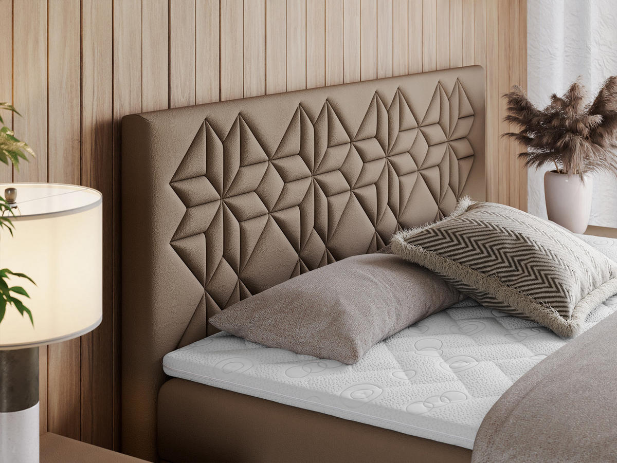 BOXBETT LEILA 120/200 Braun Kunstleder - H3 - Braun, Holz/Textil (120/200cm) - MKS