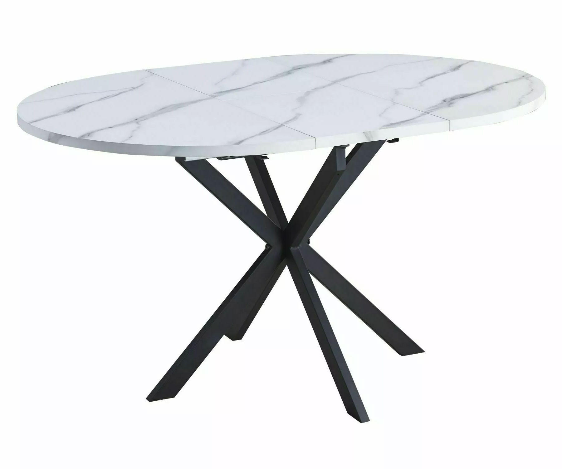 ESSTISCH Gaston Weiß Marmor / Schwarz 100-135 / 100 / 75cm - Schwarz/Weiß, Holz/Holzwerkstoff (100/100/75cm) - Feldmann-Wohnen