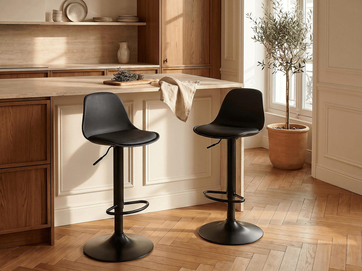 BARHOCKER - 41 cm x 39 cm - plastik - schwarz Xafy - Schwarz, Kunststoff/Metall (41/101.5/39cm) - Vente-Unique