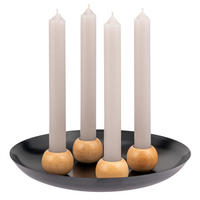 KERZENHALTER, schwarz - Schwarz, Metall (22.5/3.5/22.5cm) - bremermann