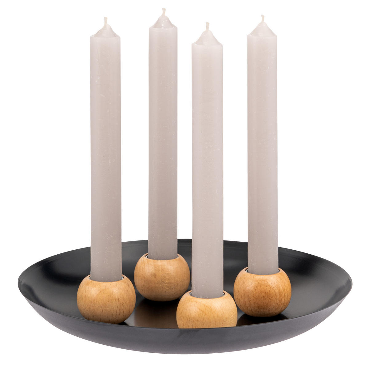 KERZENHALTER, schwarz - Schwarz, Metall (22.5/3.5/22.5cm) - bremermann