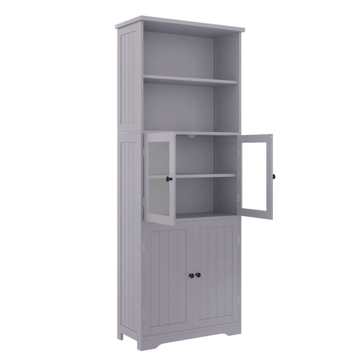 SIDEBOARD, 57,5/28,5/160 cm, MDF šedá, s nastavitelnými policemi - šedá, kompozitní dřevo (57.4/160/28.5cm) - BEAOK