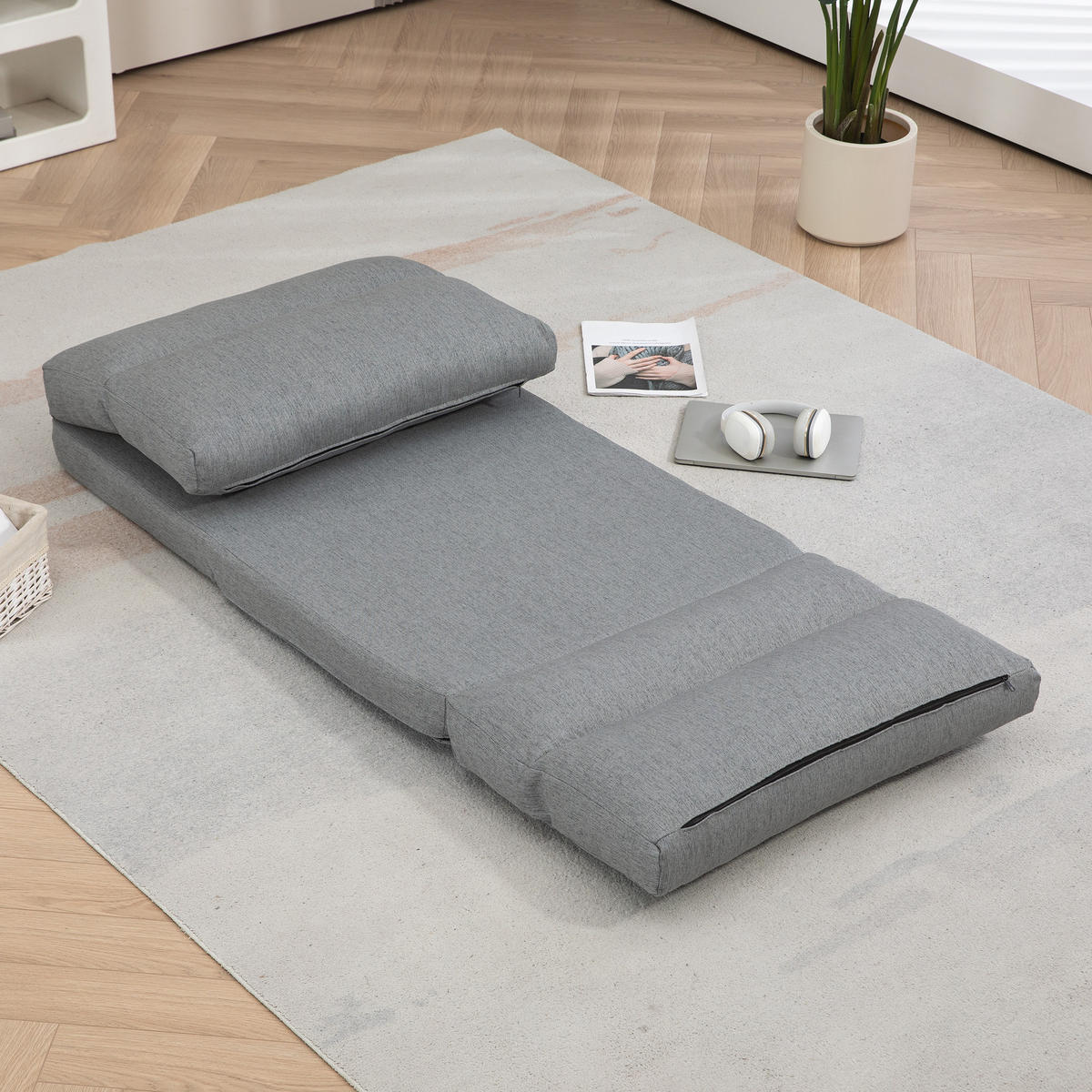 SCHLAFSESSEL Grau - Grau, Textil/Metall (72/56/70cm) - HOMCOM