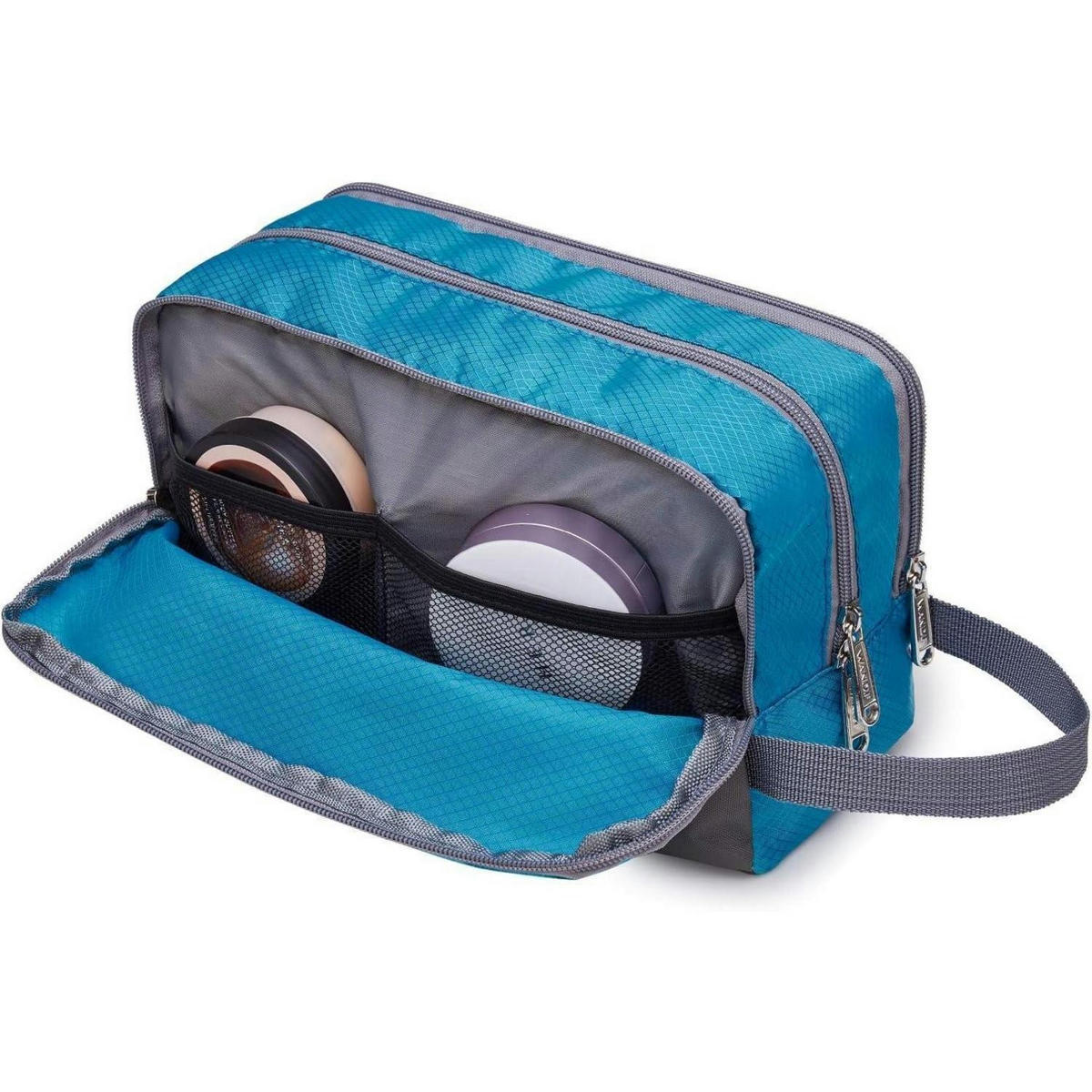 KULTURBEUTEL für Herren und Damen, Reise Toilettenorganizer - Türkis, Textil (5/2/5cm)