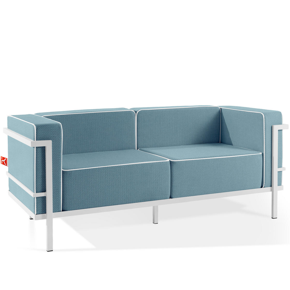 GARTENSOFA TRIGLO 2-Personen, Stahlrahmen, Modern, Weiß - Blau/Weiß, Textil/Metall (164/70/69cm) - KONSIMO®