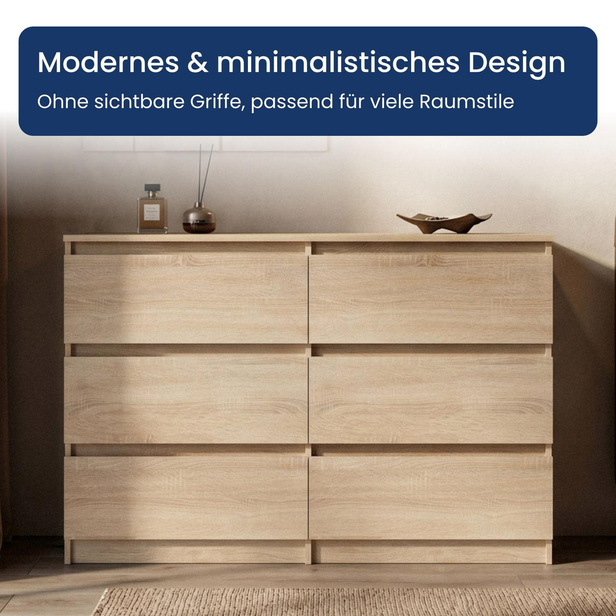 KOMMODE mit fünf Schubladen in Sonoma - Sonoma Eiche, Holzwerkstoff (120/77/40cm) - Home Collective