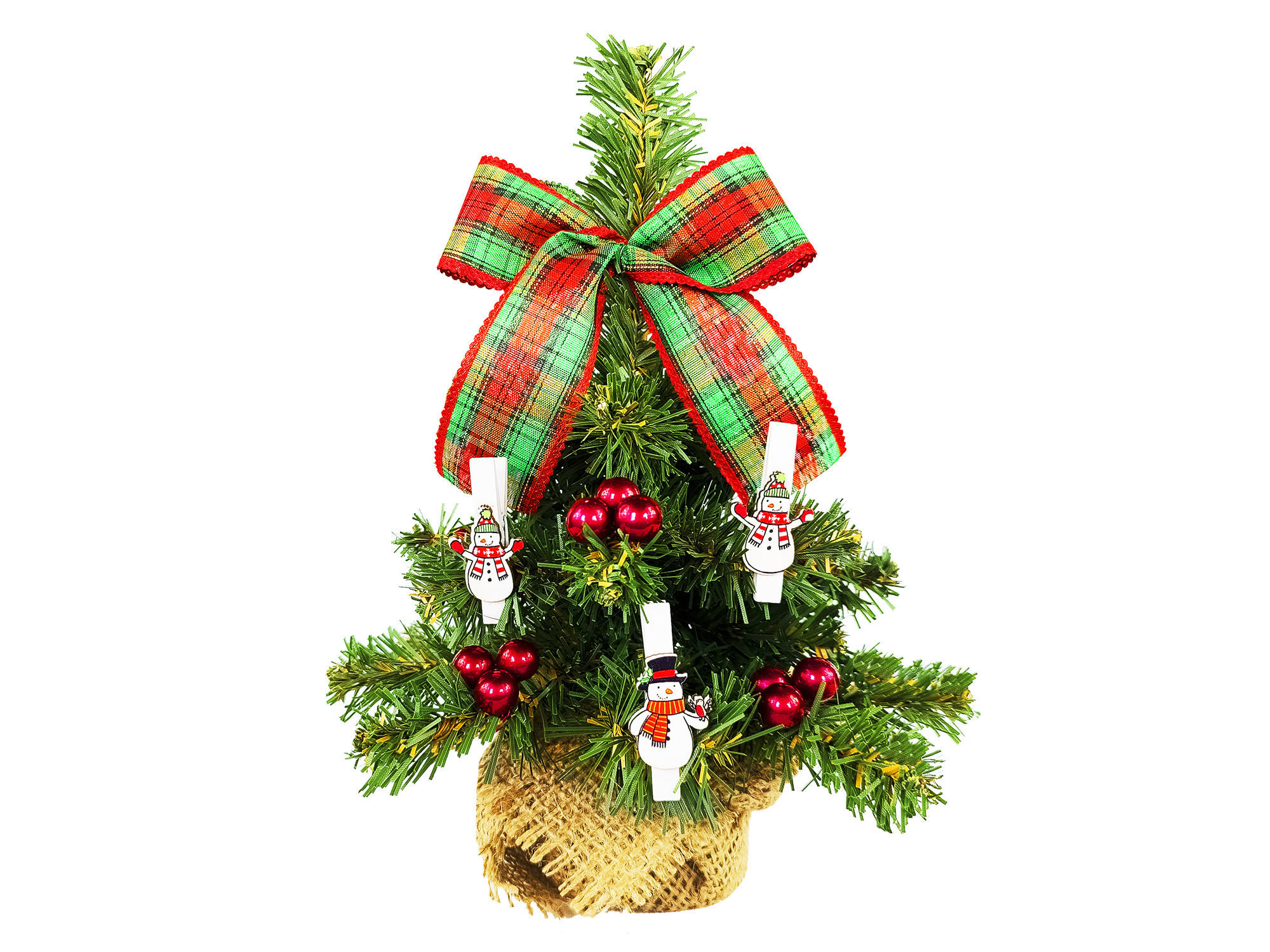 LAALU WEIHNACHTSBAUM geschmückt künstlich mit 26 Ornamenten TINY 7 im Topf 25 cm - Rot/Weiß, Kunststoff (25cm) - LAALU