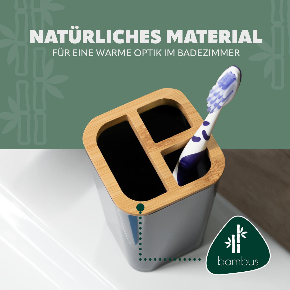 ZAHNBÜRSTENHALTER CALVI, grau - Grau, Kunststoff (7.4/11.5/7.4cm) - bremermann