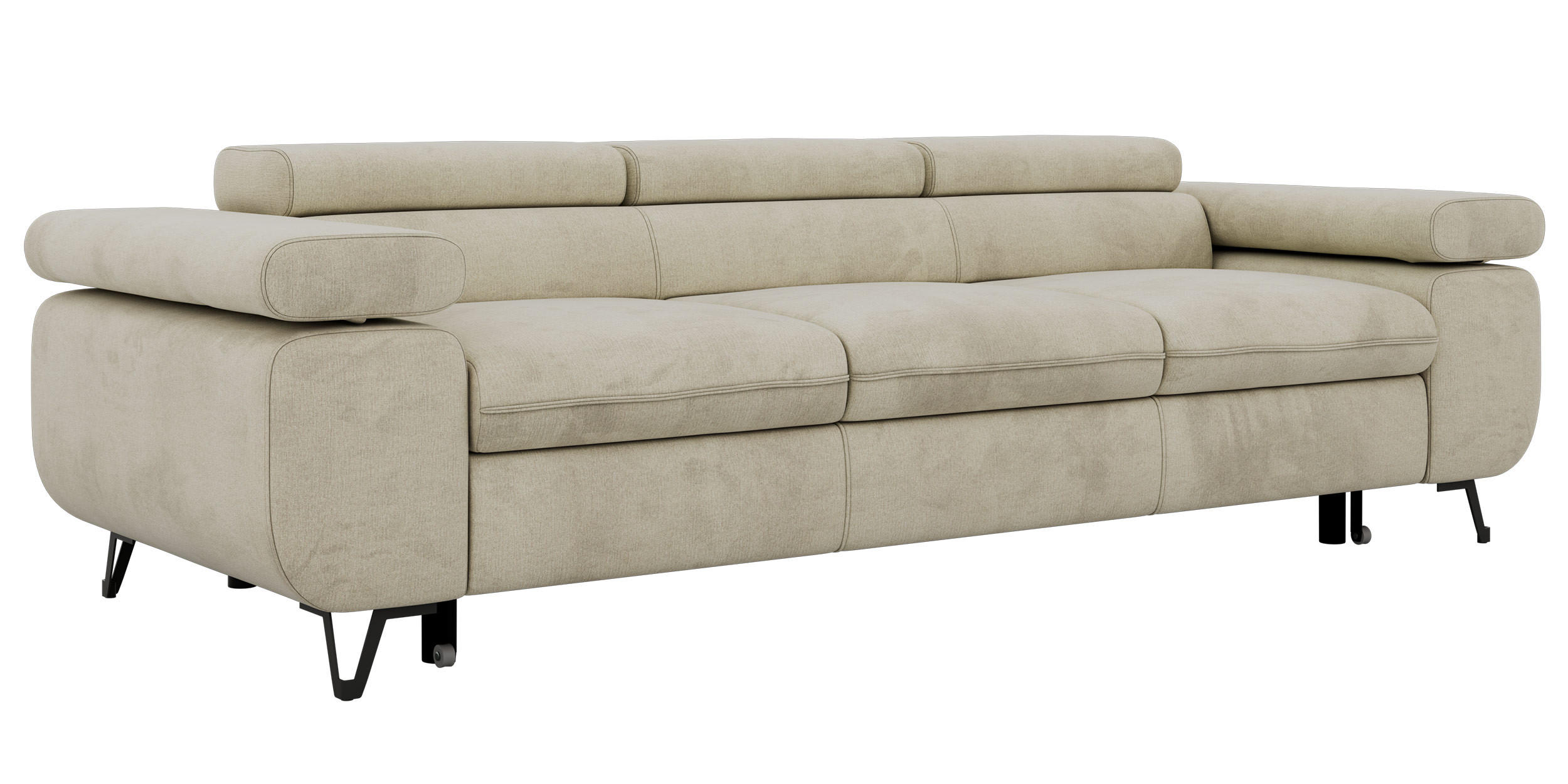 TŘÍMÍSTNÁ POHOVKA PETER 3 s rozkládací funkcí - Béžová Samet - černá/béžová, kov/textil (262/76/99cm) - MKS