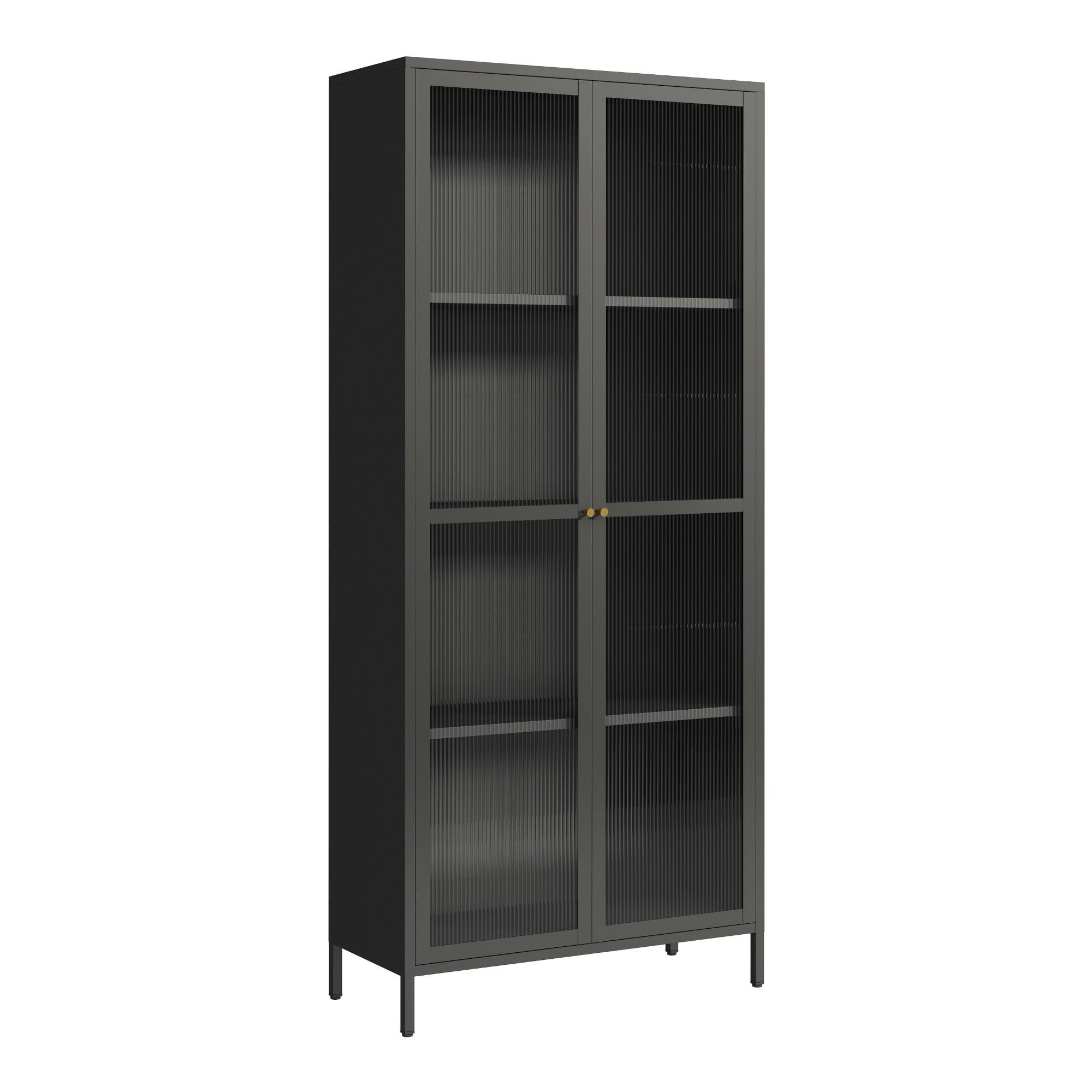 [en.casa] Vitrinenschrank Schwarz 80x180x35 cm