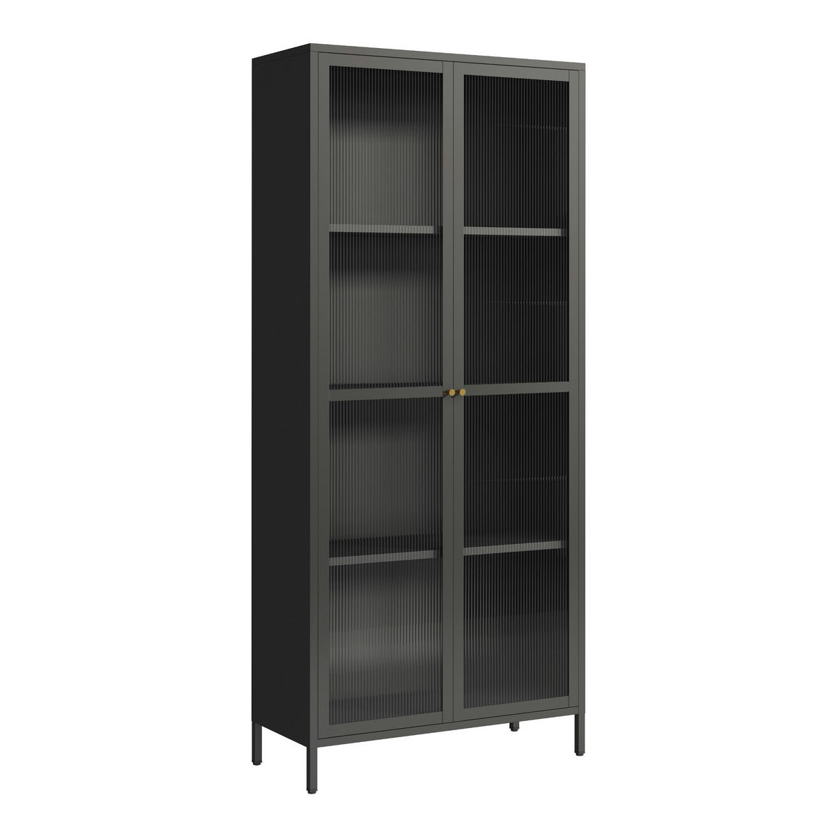 VITRINENSCHRANK Säkylä - Schwarz, Glas/Metall (80/180/35cm) - [en.casa]