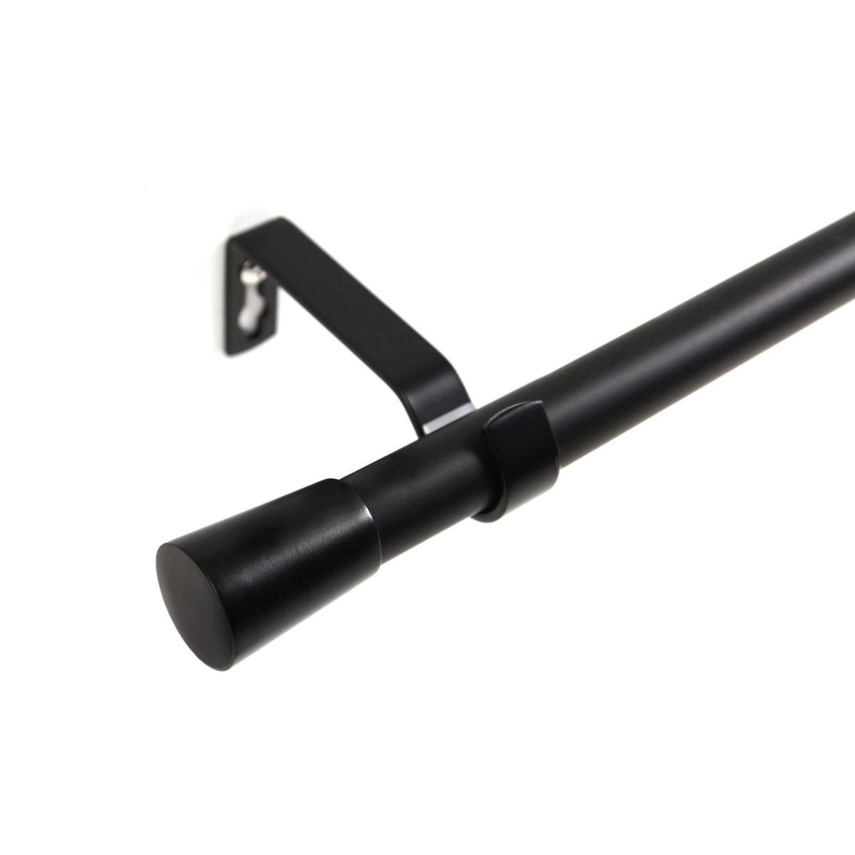 GARDINENSTANGE 1-lauf Kegel - Schwarz, Metall (140cm) - Deco-Raum