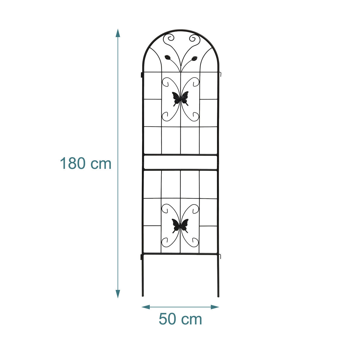 RANKGITTER Schwarz 2er-Set Eisen 180x50 cm - Schwarz, Metall (1.3/180/1.5cm) - Relaxdays