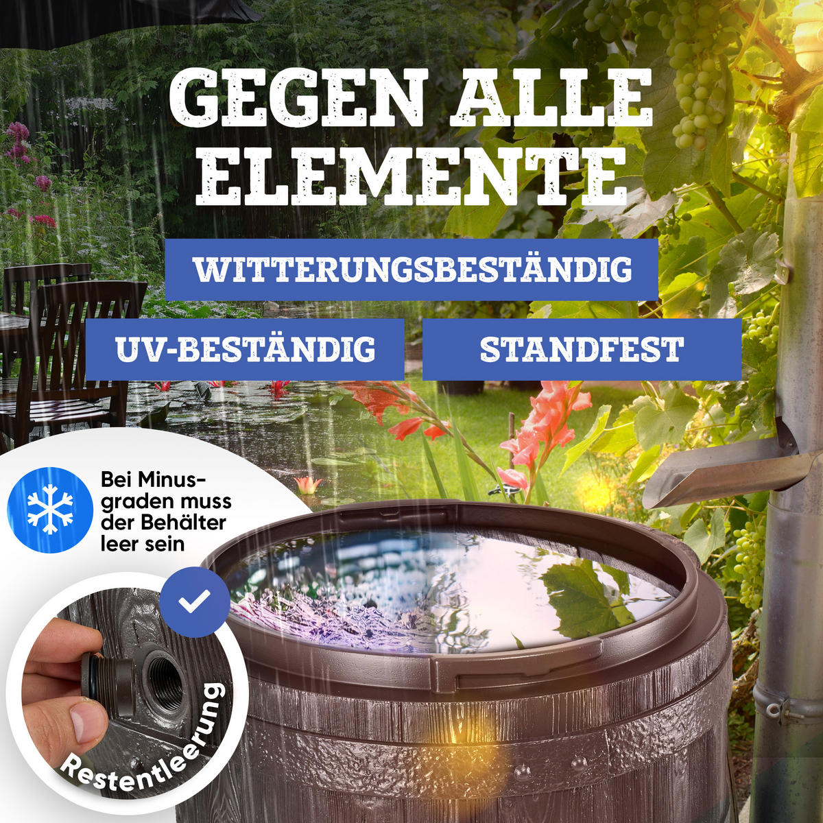 REGENFASS 250 L, dunkelbraun - Braun, Kunststoff (65/93/65cm) - 4rain