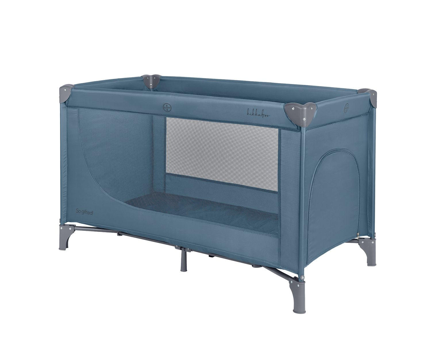 REISEBETT so gifted grau blau weiche Matratzenauflage, Seiteneingang - Grau, Metall (60/120cm) - Kikka boo