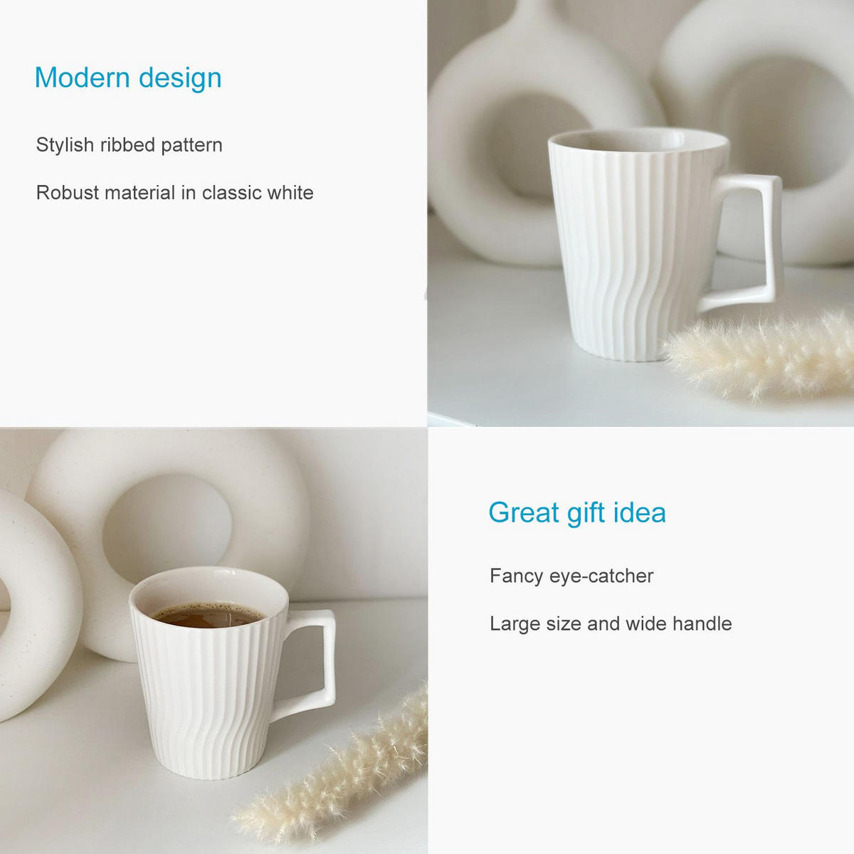KAFFEETASSE 400 ml - Weiß, Keramik (9.4/10.5/12.5cm) - Intirilife