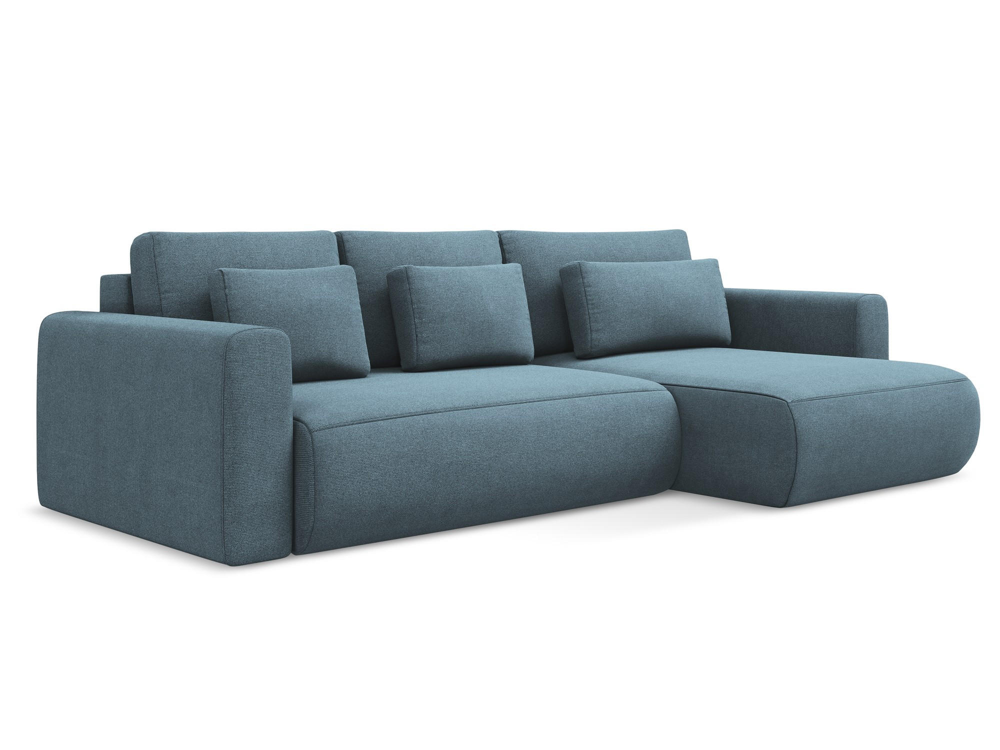 ECKSOFA mit Schlaffunktion Strukturstoff Stoff Blau - Blau/Schwarz, Kunststoff/Textil (278/149cm) - Makamii