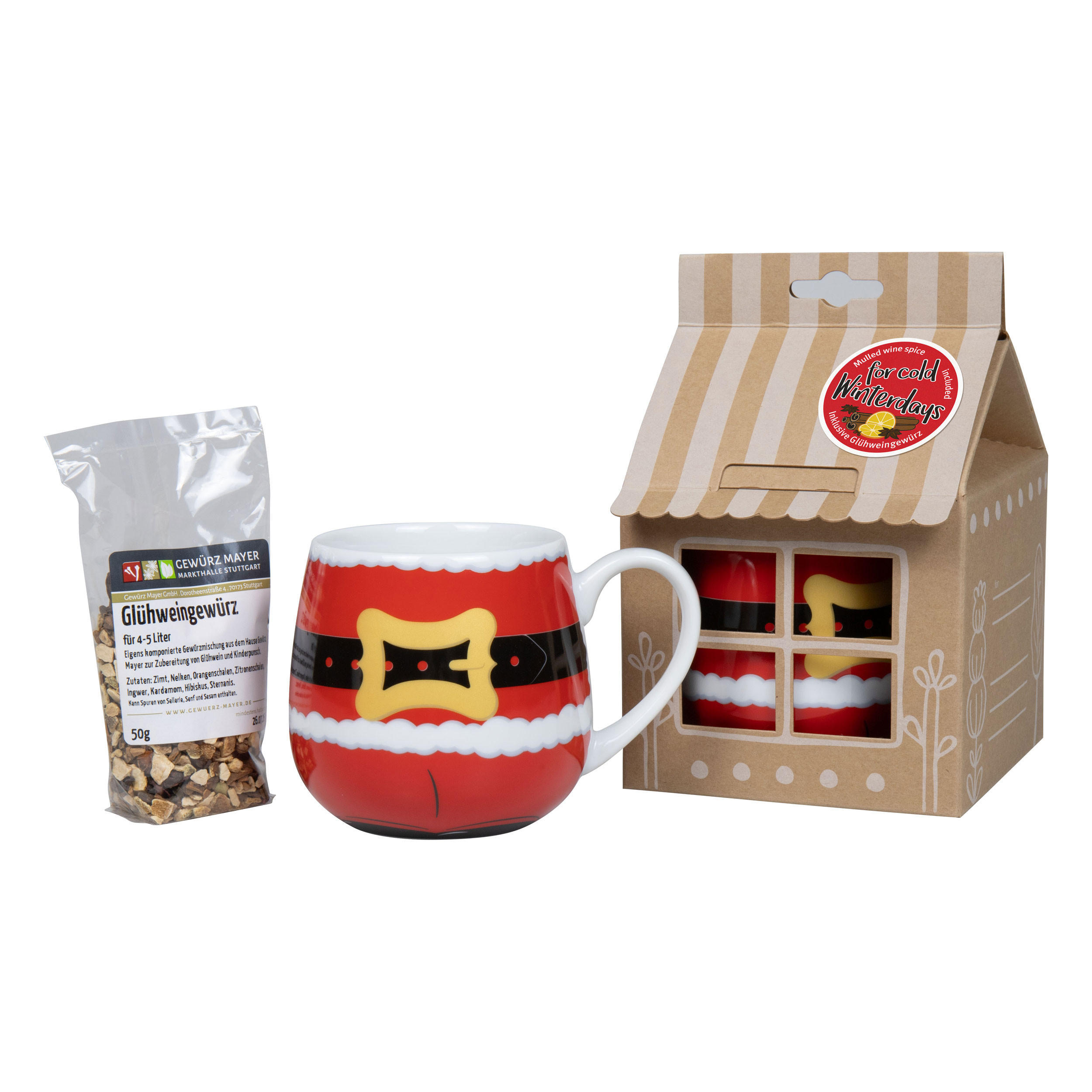 KAFFEEBECHER Geschenkset Santa Claus mit Glühweingewürz - Naturfarben, Keramik (0.4L) - Könitz
