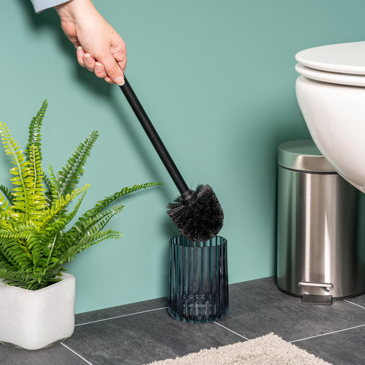 WC-GARNITUR, grau - Grau, Glas (10/36/10cm) - bremermann