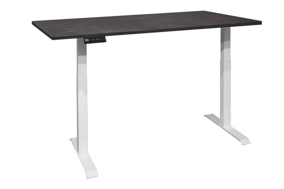 SCHREIBTISCH höhenverstellbar elektrisch Edithe 140x90 weiß/schwarzstahl - Schwarz, Holz (140/90/74cm) - 58aufmkessel