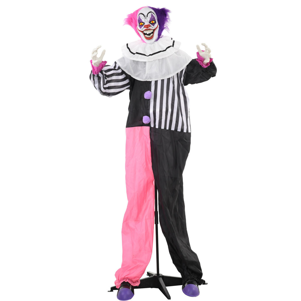 HALLOWEEN-CLOWN DE-42086 beweglich mit Lach-Funktion Pink Lila - Multicolor, Metall (60/173/18cm) - ComfortXL