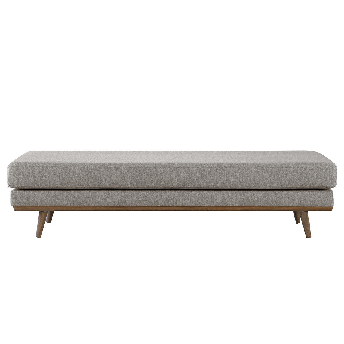 HOCKERBANK - Eichefarben/Graubraun, Eichenholz/Textil (180/43/81cm) - home24