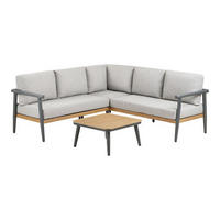 LOUNGE-SET, Camilla, Graubeige, Metall / Polyester, 73 x 200 x 65 cm, 2-teilig - Grau, Metall - ebuy24