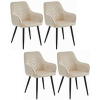 STUHL NEMI 4-er Set, Beige, Schwarz, mit Samtstoff gepolstert - Beige, Textil/Metall (54/84/61cm) - Komodee